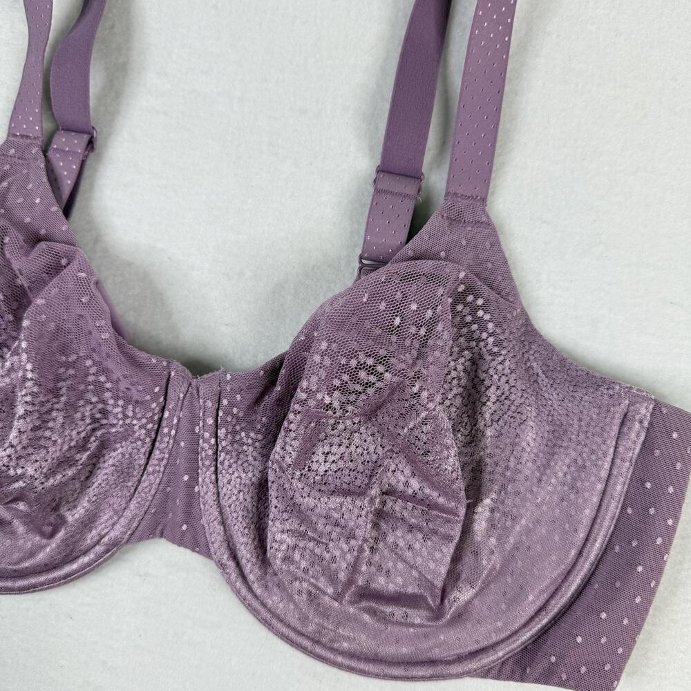 Wacoal Minimizer Bra 40DD Purple Mesh Polka Dot Underwire 855303 Womens